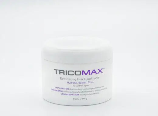 TricoMax Revitalizing Conditioner jar for hydration and repair of thinning, fine, or damaged hair, 8 oz.